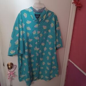 Men's Extra Large Tall Lemon Print Casual Button Down Shirt